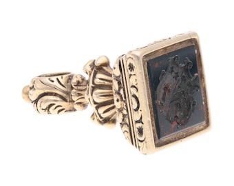 9ct Gold Bloodstone Seal Fob