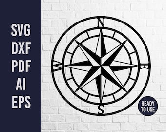 Compass Laser Cut Files (Svg, Dxf, Pdf, Ai, Eps), Nautical Svg File for Laser Cutting [Instant Download]