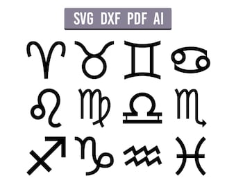 Sternzeichen Laser Cut Bundle (Svg, Dxf, Pdf, Ai), Horoskop Astrologie Vektordateien für das Laserschneiden [Instant Download]