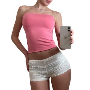Handgemachtes Pink Tube Bandeau Top Stretch Baumwolle