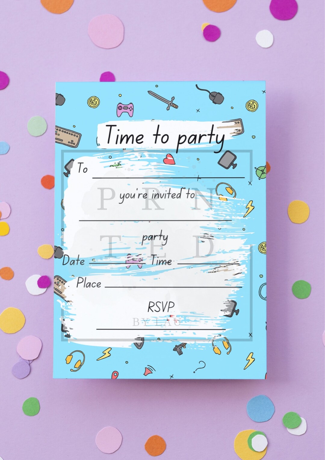Gamer Printable Party Invitation Instant Download - Etsy