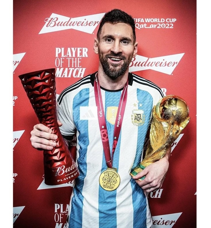 Argentina Messi World Cup Winners Football Jersey with 3 Stars, Argentina 10 Shirt
