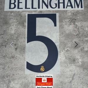 Bellingham #5 Real Madrid Home football Shirt Nameset print 2023 La Liga heat transfer iron on Jude Bellingham patch