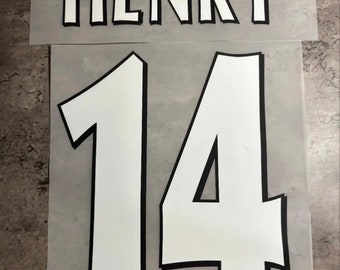 HENRY #14 Premier League blanco Nameset para camiseta de fútbol impresión plástico Retro Thierry Henry transferencia de calor hierro en