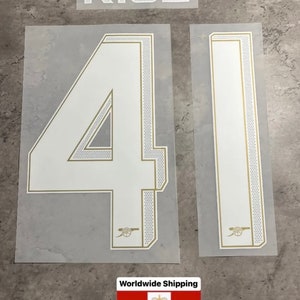 RICE #41 Name and number set football shirt print name Arsenal champions league and cup nameset Declan rice