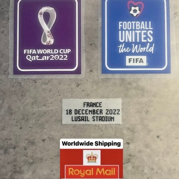 FIFA World Cup Qatar 2022 Sleeve Badge Patch + Match detail World Cup final Messi Football Shirt