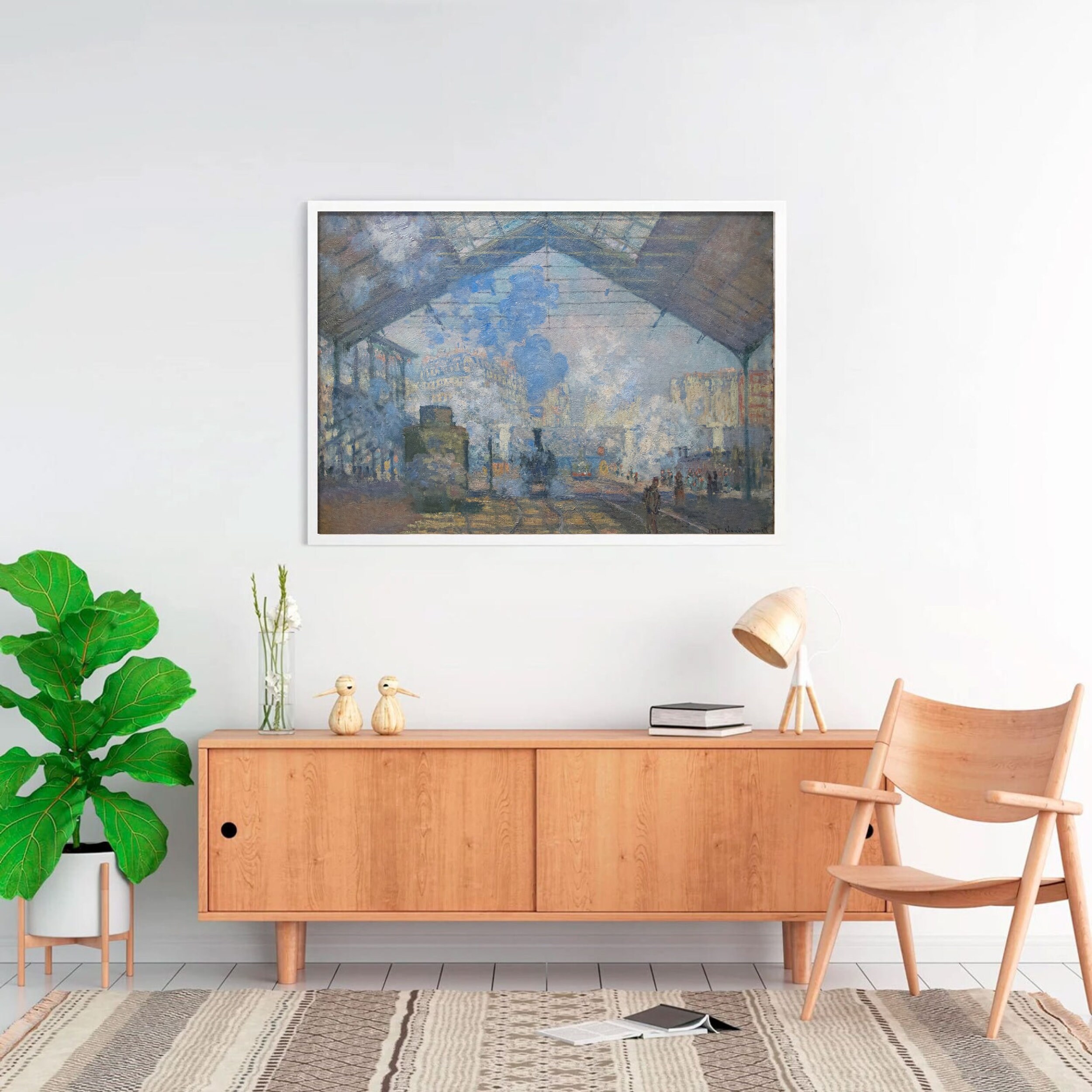 PRINTABLE Train Station Landscape Painting | Rustic Steam Train Vintage ...