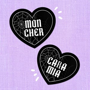 2 Large Addams Family *Dead-Stock * Waterproof Vinyl Sticker Set, Mon Cher Sticker, Cara Mia Sticker, Couples Gift, Gift For Her