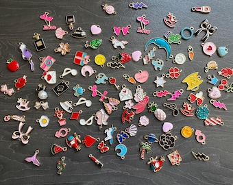 Enamel charms, random pendants, DIY jewellery making supplies, craft supplies, bulk charms, assorted selection of charms pendants for craft