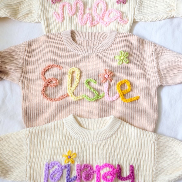 Embroidered Sweater Etsy