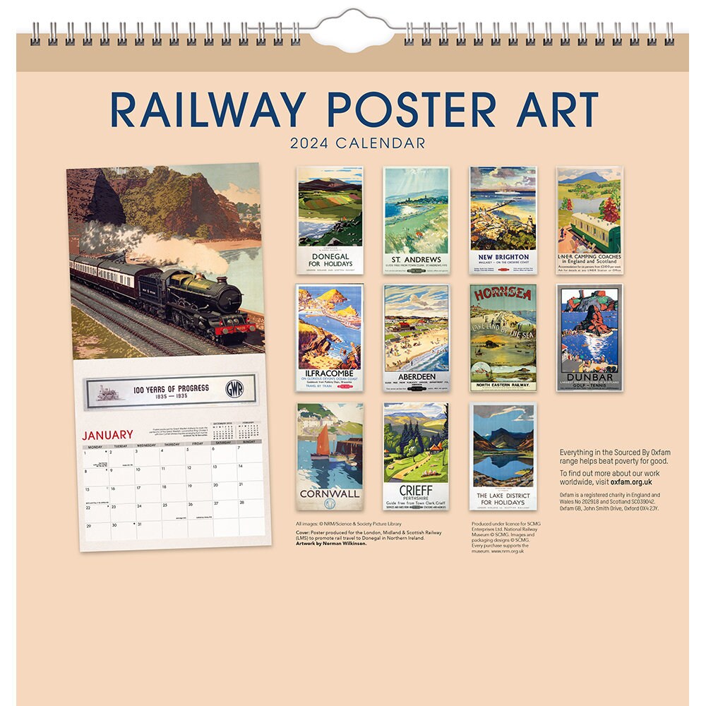 Square Vintage Railway Poster Art 2024 Calendar Etsy UK