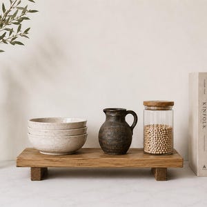 Rustic Low Countertop Stand, Bathroom Shelf, Display Pedestal, Kitchen Display