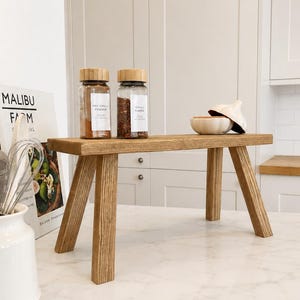 Handmade Rustic Wood Countertop Riser – Kitchen & Coffee Bar Organizer image 1