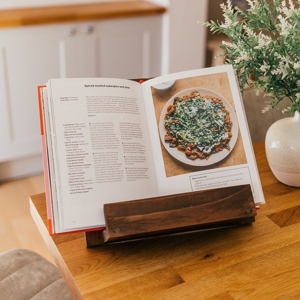 Cook Book Stand for Kitchen | Wooden Cook Book Holder | Wood Recipe Book holder | Wood Kitchen Accessory | Rustic Kitchen | Wooden Gift