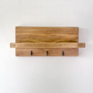 Rustic Wooden Key Holder Shelf – Entryway Organiser, Wall-Mounted Key Rack, Handmade Hallway Storage image 5