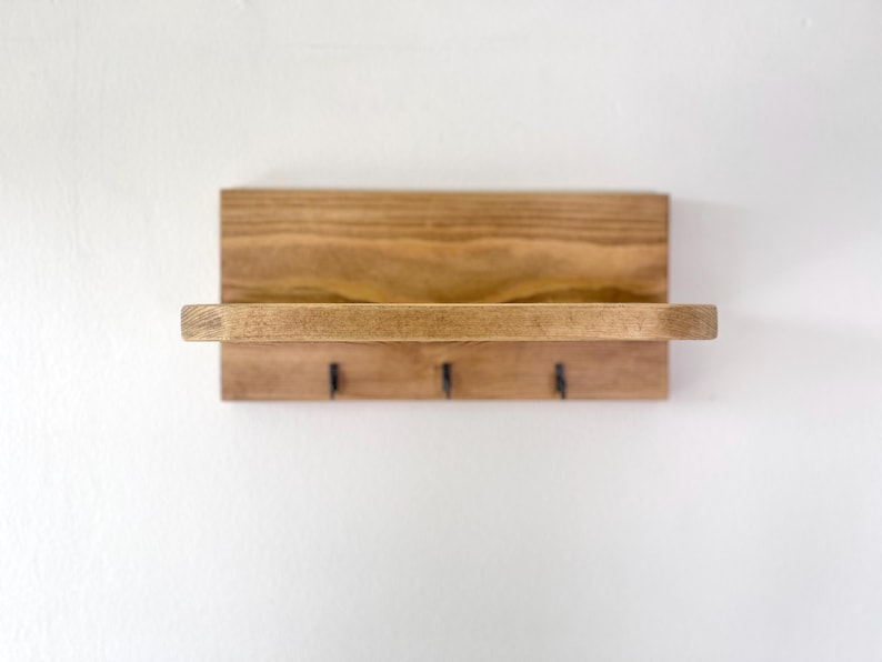 Rustic Wooden Key Holder Shelf – Entryway Organiser, Wall-Mounted Key Rack, Handmade Hallway Storage image 5