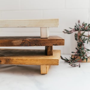 Rustic Low Countertop Stand, Bathroom Shelf, Display Pedestal, Kitchen Display