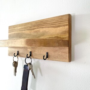 Rustic Wooden Key Holder Shelf – Entryway Organiser, Wall-Mounted Key Rack, Handmade Hallway Storage image 3