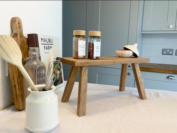 Handmade Rustic Wood Countertop Riser – Kitchen & Coffee Bar Organizer