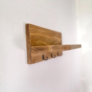 Rustic Wooden Key Holder Shelf – Entryway Organiser, Wall-Mounted Key Rack, Handmade Hallway Storage image 6