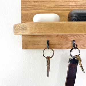 Rustic Wooden Key Holder Shelf – Entryway Organiser, Wall-Mounted Key Rack, Handmade Hallway Storage image 2