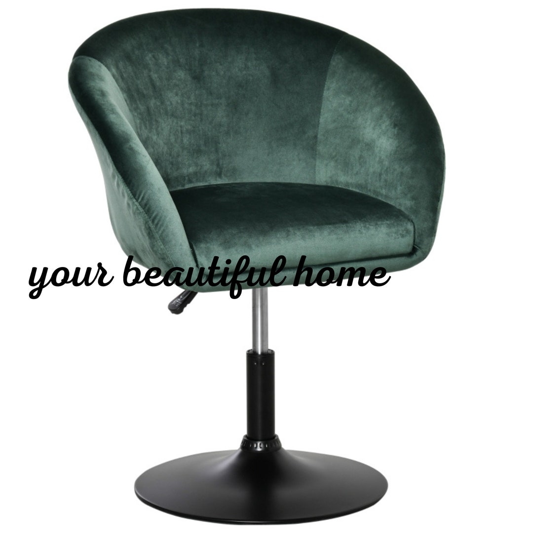 Dark Green Velvet Swivel Office Dressing Room Chair Adjustable Etsy