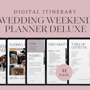 Modelo de itinerário de casamento Guia de fim de semana Planejador de casamento Modelo de programa de casamento Pasta de casamento Itinerário digital, download digital Canva
