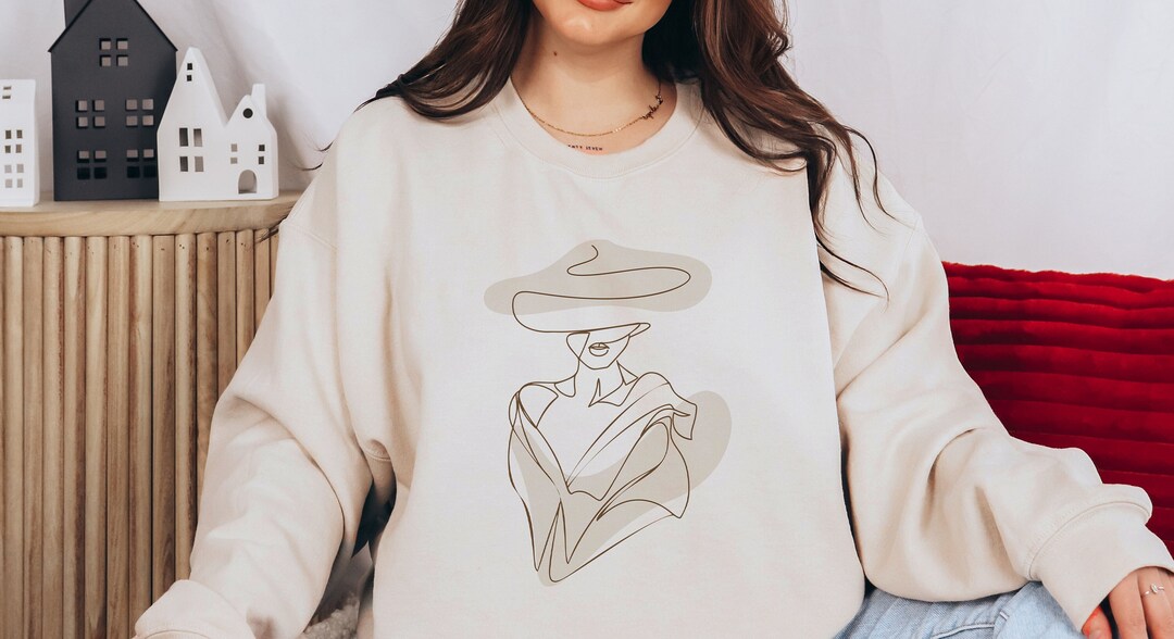 Woman Line Art Sweatshirt Face Line Sweatshirt Graphic - Etsy