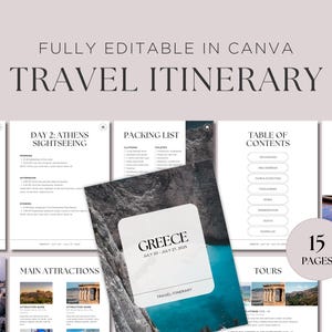 Travel Itinerary Template Trip Itinerary Printable Travel Guide Travel Agent Planner Holiday Vacation Planner Girls Trip Itinerary Template