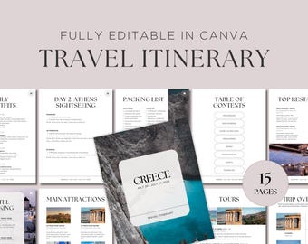 Travel Itinerary Template: Customizable Trip Planner (Digital Download)