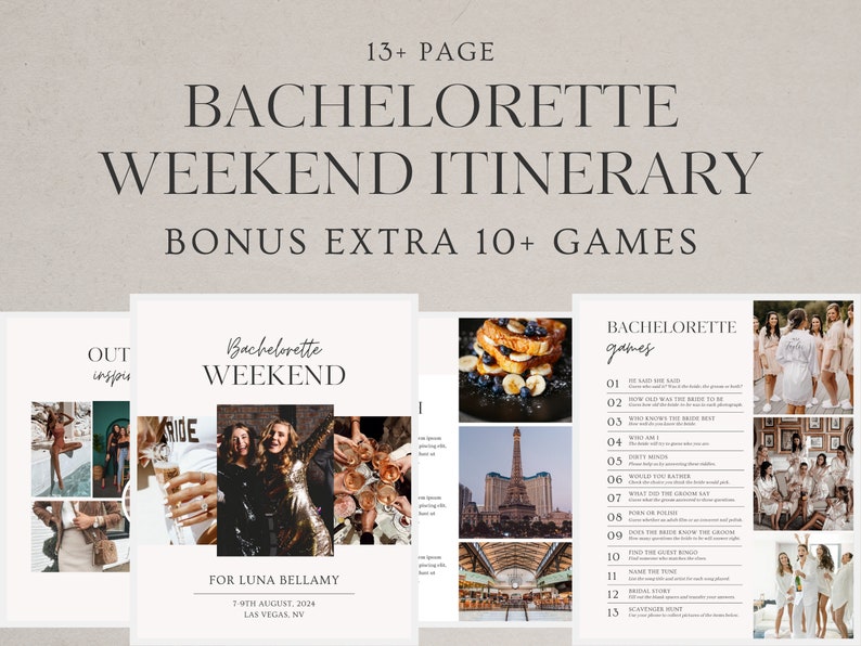 Bachelorette Itinerary Template, Bachelorette Weekend Planner Bachelorette Itinerary Template, Bachelorette Weekend Planner
