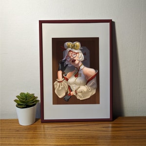 Purah print, size a4, a5, a6, semi realistic illustration, zelda wall art, totk