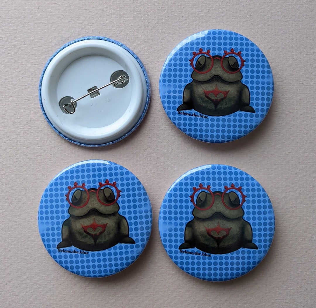 Purah Frog, Pinback Button, Sheikah Statue, Zelda Badge, Botw, Totk Pin