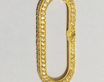 Colgante con candado de moissanita en oro macizo de 14k con cierre de mosquetón de oro amarillo (26 x 12 mm)