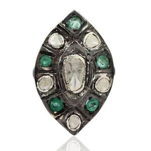 Natürlicher Smaragd Edelstein Ring 925 Sterling Silber Ring Handgemachter Schmuck Natürliche Rose Diamant Ring Mai Birthstone Ring Geschenk für Sie