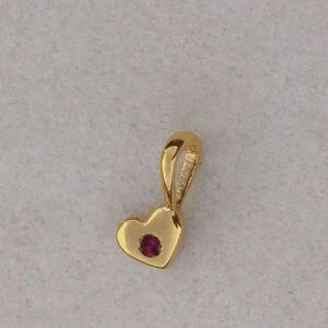 14k Gold Heart Pendant with Ruby Gemstone Duty Tariff Free