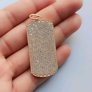 Solid 14k Gold Pendant Beautiful Dog Tag Diamond Pendant 14k Gold Pendant Moissanite Diamond Pendant Dog Tag Charm Pendant Designer Pendant