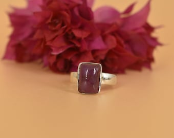 Handmade Ruby Gemstone Ring, 925 Sterling Silver Statement Ring