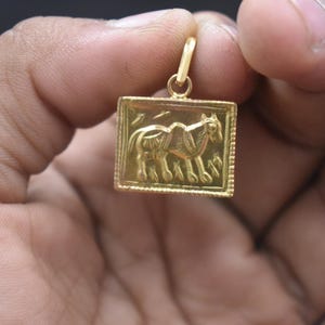 Handmade 14k Yellow Gold Cow Pendant Charm duty/tariff free