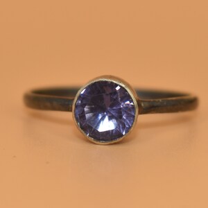 Amethyst Ring, Natural Gemstone Ring, 925 Sterling Silver Ring, Stackable Dainty Ring, Round Amethyst Ring, Minimalist Ring, Silver Ring