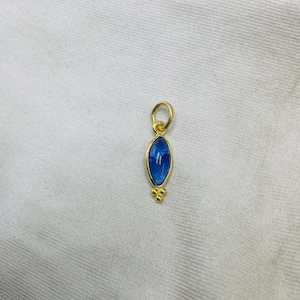 Blue Sapphire Charm Pendant, Solid 14k Gold Pendant, Small Charm Pendant, Yellow Gold Pendant, Minimalist Charm Pendant Small Charm Pendant