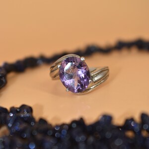 Amethyst Gemstone Ring Stackable Ring Silver Plated Ring 925 Sterling Silver Ring Handmade Ring Dainty Silver Ring Gemstone Ring JewelryGift
