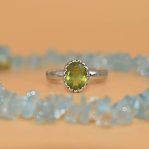 Natural Peridot Ring 925 Sterling Silver Jewelry Peridot Jewelry Stacking Ring Minimalist Ring Gemstone Ring Handmade Jewelry Gift For Her