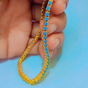 Turquoise Gemstone Bracelet 925 Sterling Silver Bracelet Turquoise Tennis Bracelet Dainty Bracelet Minimalist Bracelet Silver Bracelet