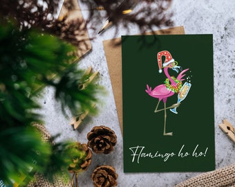 Flamingo Christmas Digital Christmas Card, Printable Christmas Cards, Greetings Card, Holidays Cards, Digital Download