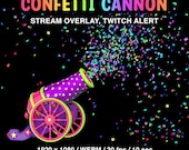 Confetti Cannon Twitch Alert, Stream Overlay, Animated Alert About Subs, Follows, Raid, Transparent Background, Sound