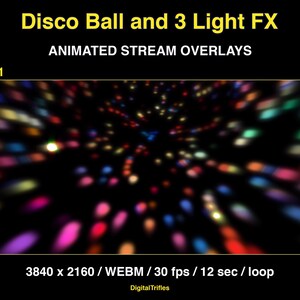 Animated stage light overlay package for streamers and VTubers. This pack brings dynamic light beams and effects, creating a vivid and professional stage look. And also a cool animated disco ball with golden glitter. These seamless, smoothly looping visuals with transparent backgrounds can be used as overlays or backgrounds in your stream setup