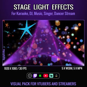 Animowane tła i nakładki do strumienia, efekty świetlne na scenie dla Vtuber, Streamer, DJ, Karaoke, Singer, Dancer, 5 pętli wideo, OBS, Twitch