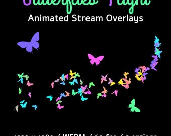 Butterfly Twitch Overlay, Animated Stream Alert, 2 Fantasy Decoration for Streamer & Vtuber