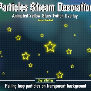 Yellow Neon Falling Stars, Holyday Twitch Overlay, Stream Decoration, Animated Light Stars, Cute Stream Asset for Streamers and Vtubers